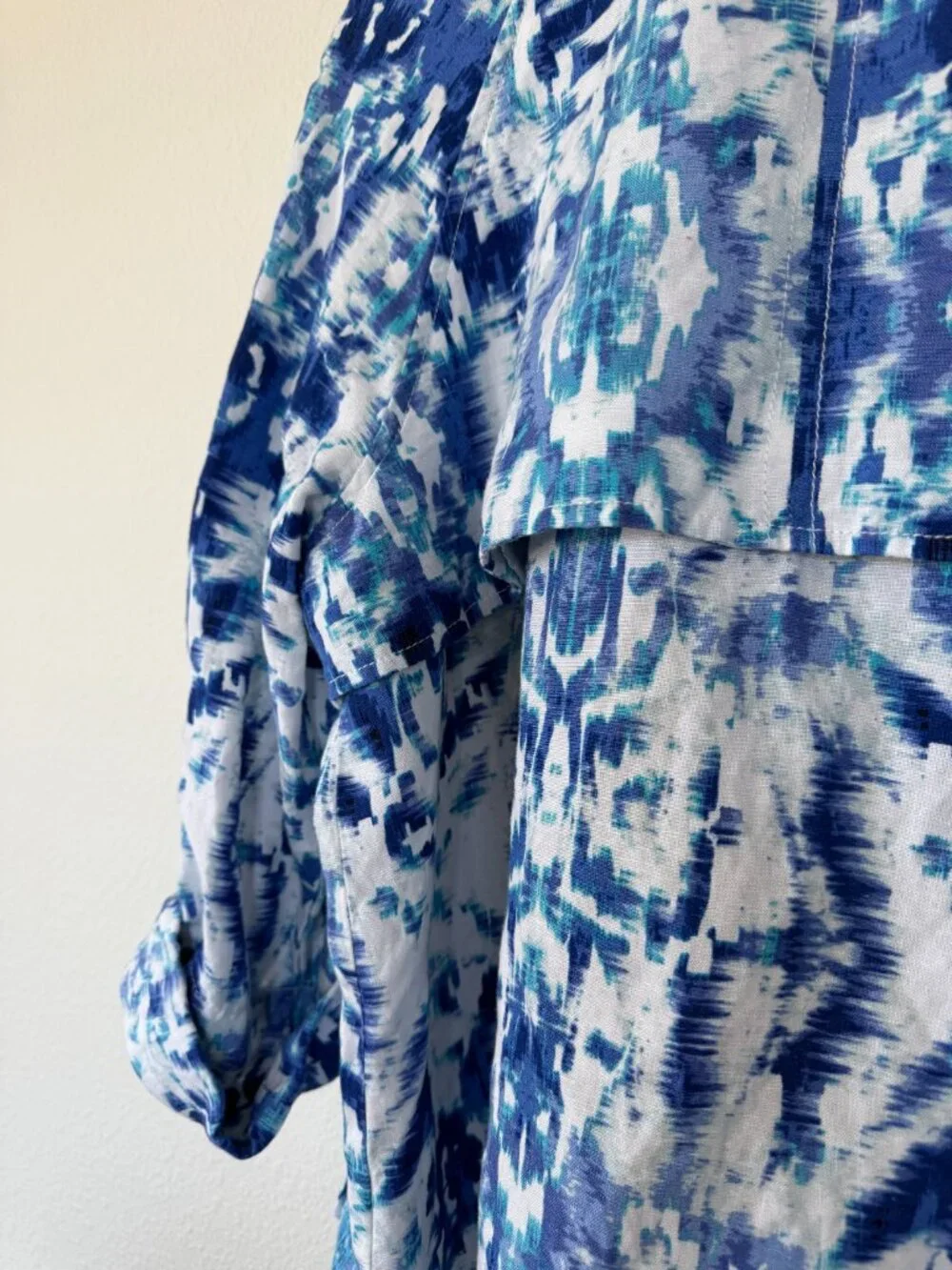 Ruby Rd Blue Linen Blend Coastal Lightweight Jacket Size 14 -Spring-Summer Layer - Picture 8 of 11